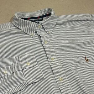 Ralph Lauren Classic Fit University Stripe Oxford Button Down Shirt‎ XLT L186